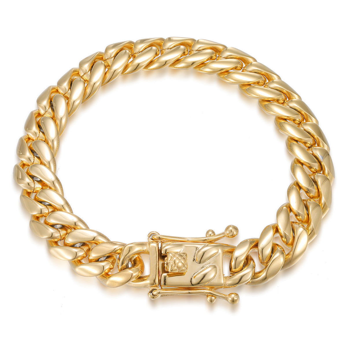 Unisex Cuban Link Chain Bracelet in Gold, Silver or Multicolor Stainless Steel Streetwear Jewelry product image