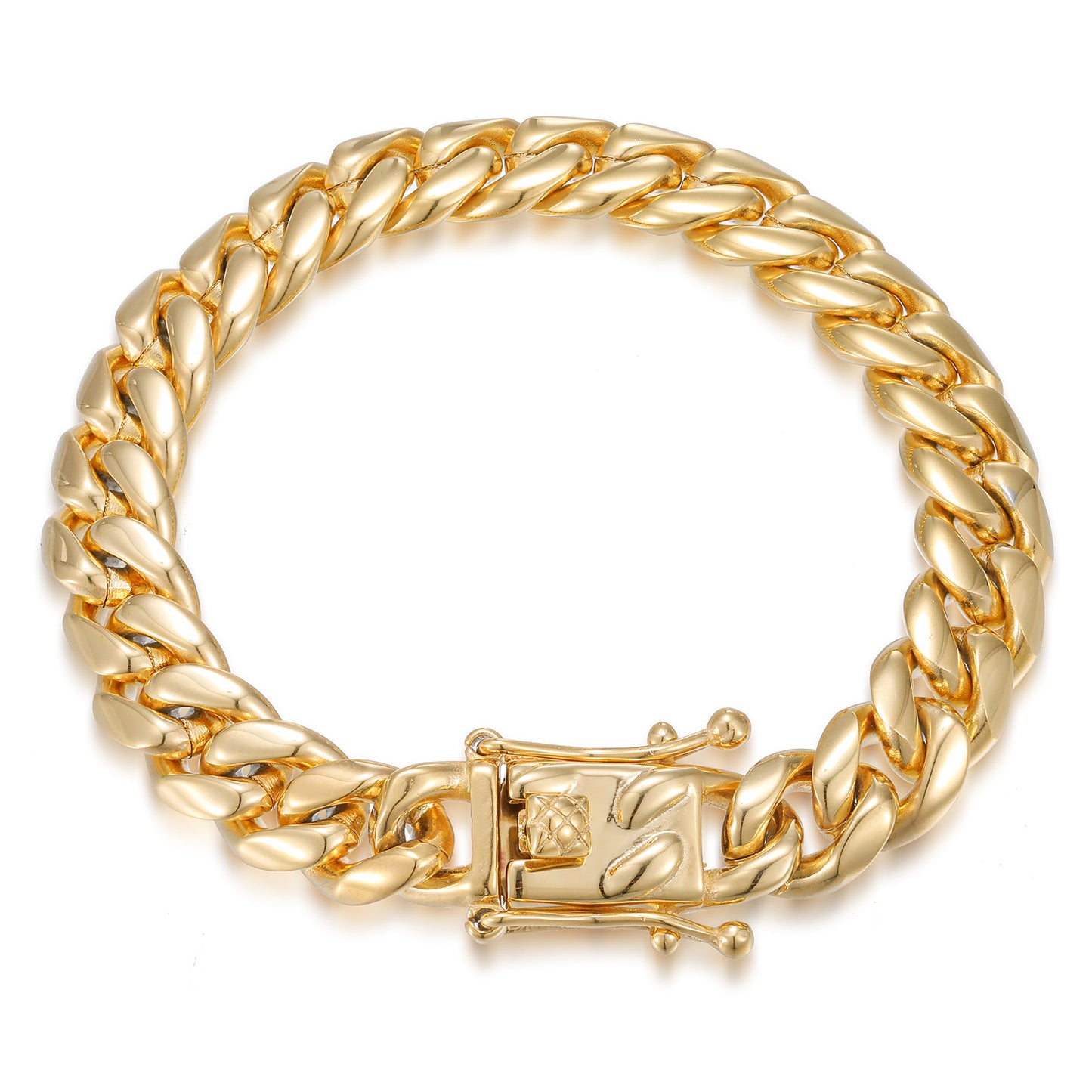 Unisex Cuban Link Chain Bracelet in Gold, Silver or Multicolor Stainless Steel Streetwear Jewelry product image