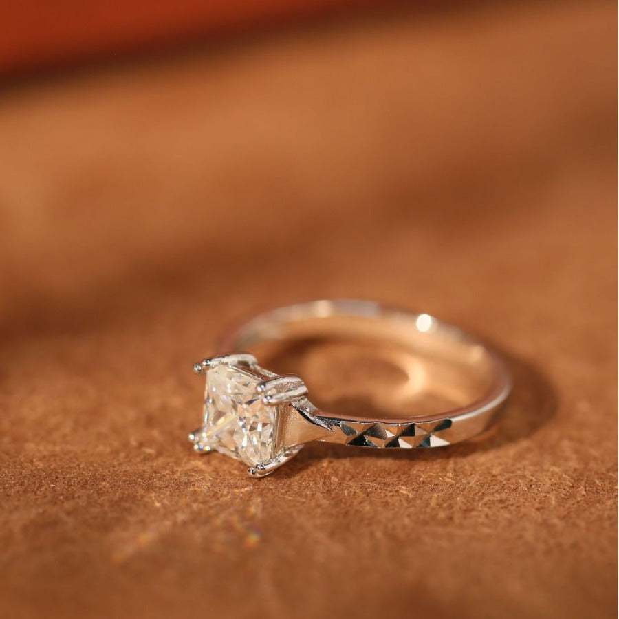Princess Cut Moissanite Ring for Women, Square Solitaire Promise Ring, Size 9-20 product image