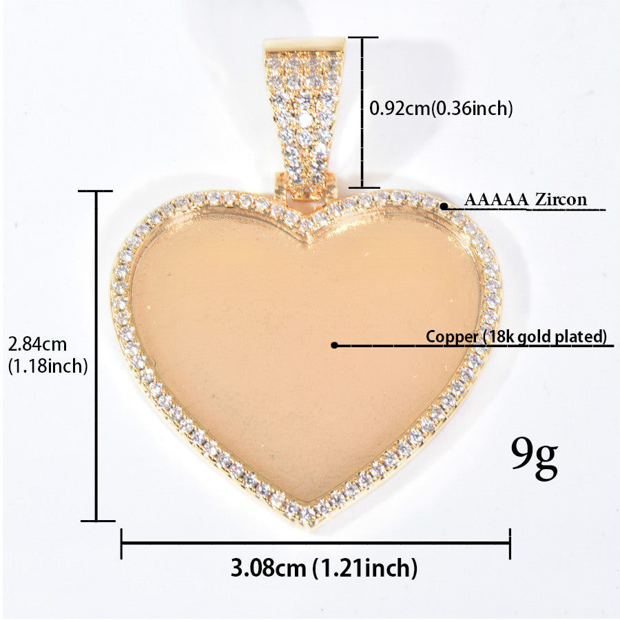 Heart Photo Pendant Necklace for Unisex Hip Hop Gift
