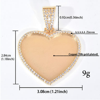 Heart Photo Pendant Necklace for Unisex Hip Hop Gift