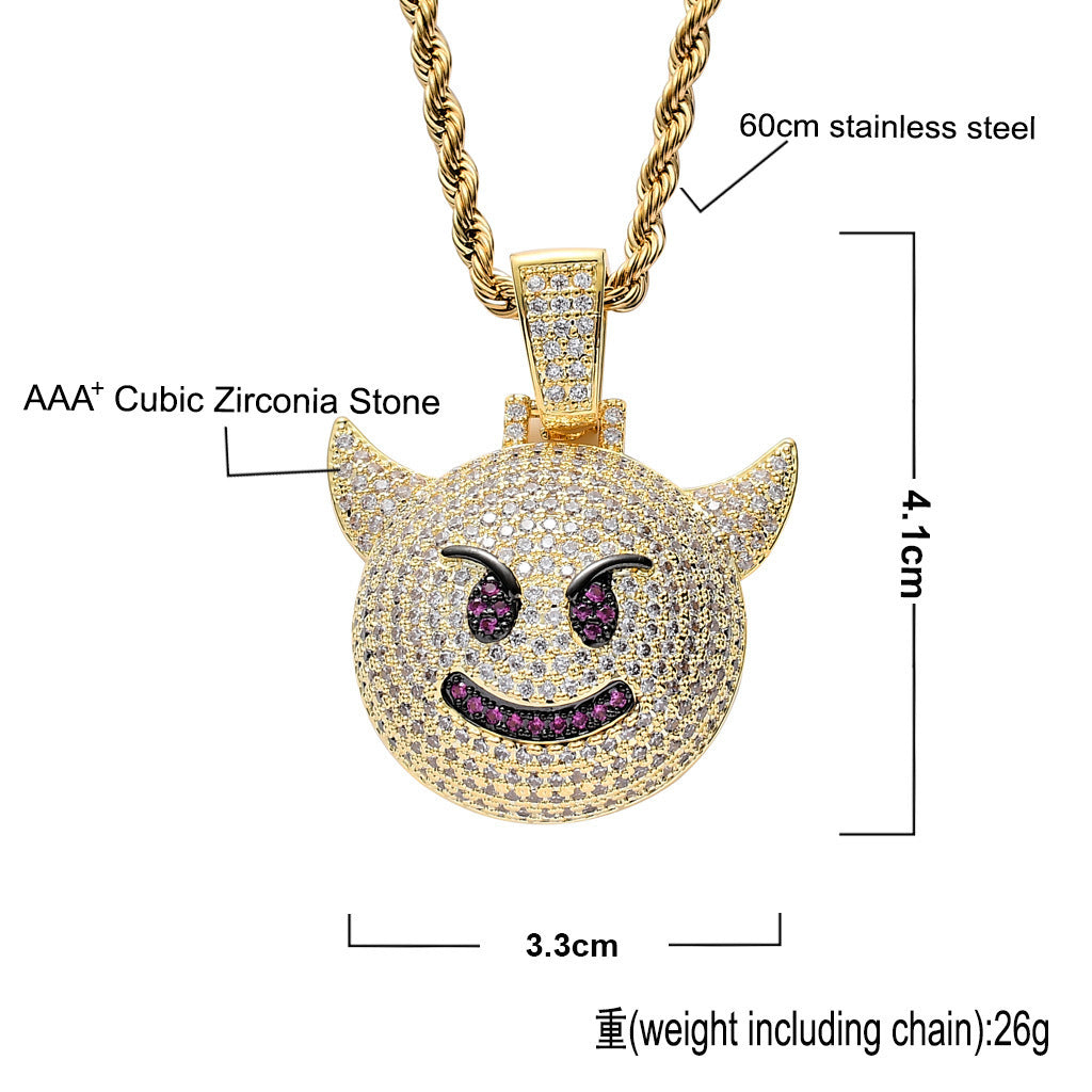 Hip Hop Fashion Cubic Zirconia Pendant Necklace for Men and Women