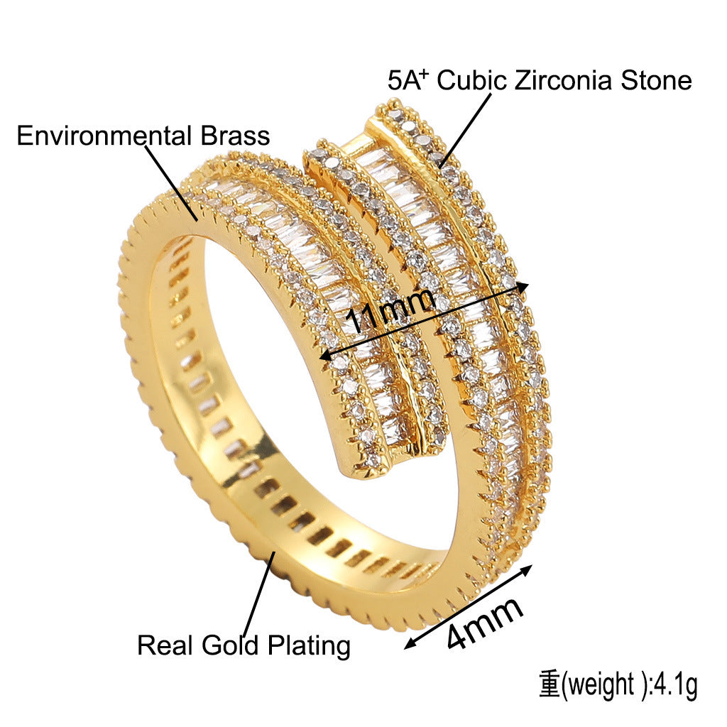 Hip Hop Fashion Cubic Zirconia Ring for Men and Women
