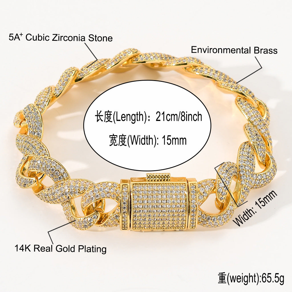 Hip Hop Light Luxury Cuban Link Copper Ring for Men