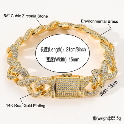 Hip Hop Light Luxury Cuban Link Copper Ring for Men