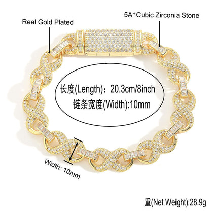 Hip Hop Four Leaf Clover Cuban Link Copper Bracelet for Men