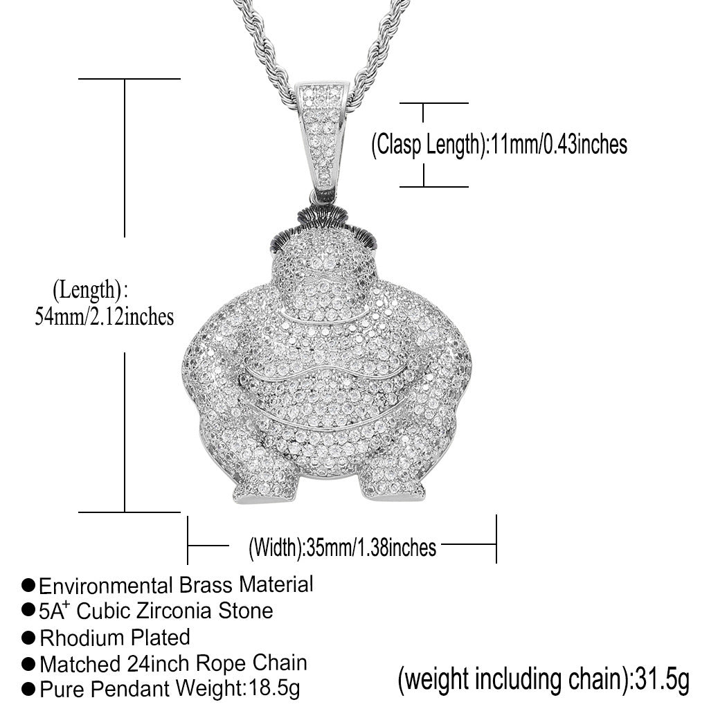 Hip Hop Fashion Cubic Zirconia Pendant Necklace for Men and Women