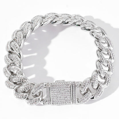 Hip Hop Minimalist Cross Square Cuban Link Cubic Zirconia Bracelet for Men
