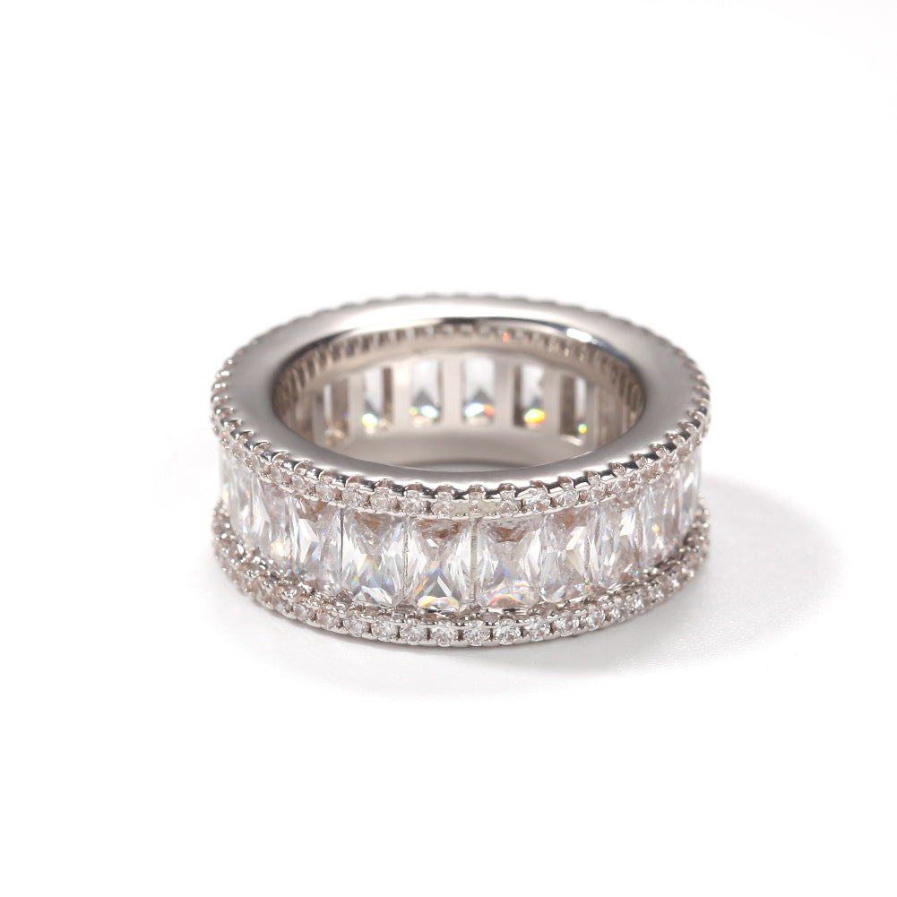 Unisex Round Band Cubic Zirconia Ring in Gold or Silver Color - Statement Stackable Fashion Ring product image