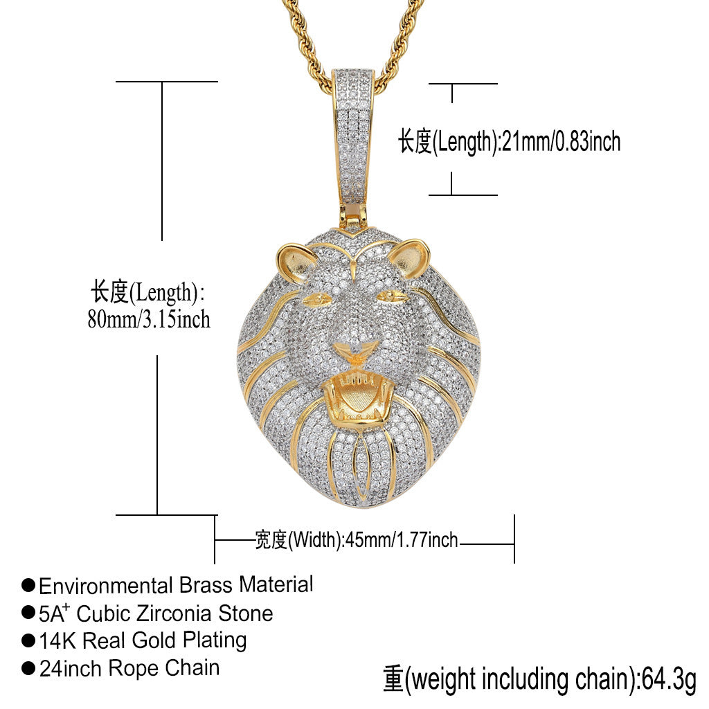 Hip Hop Fashion Cubic Zirconia Pendant Necklace for Men and Women