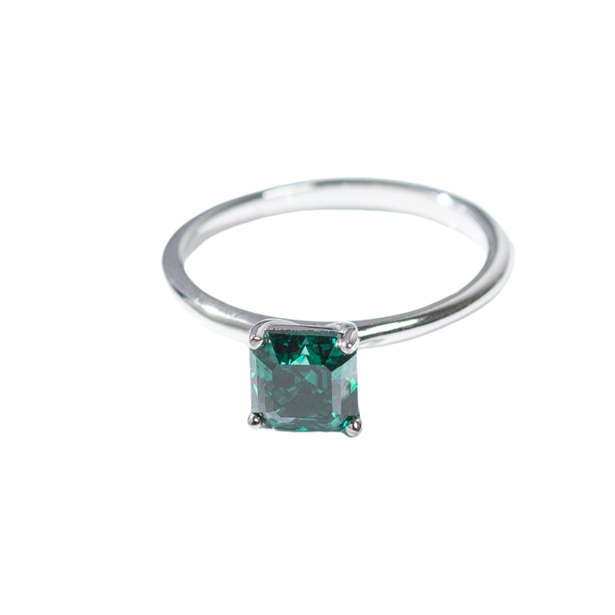 1ct Green Asscher Cut Moissanite Ring, Solitaire Style Ring product image