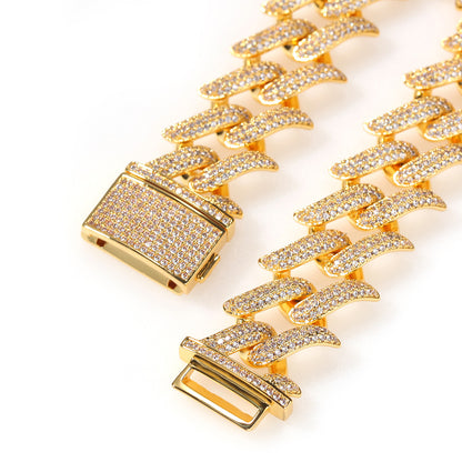 Men’s Iced Thorn Chain Necklace with Cubic Zirconia – Hip Hop Statement Pendant Necklace in Gold or Silver, 18 Inch