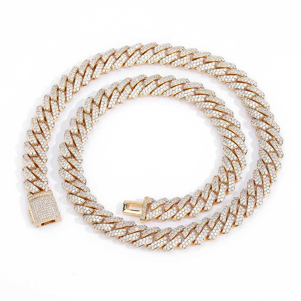 10 mm Iced Cuban Hip Hop Necklace or Bracelet with Cubic Zirconia on a Copper Base - CHA041 product image