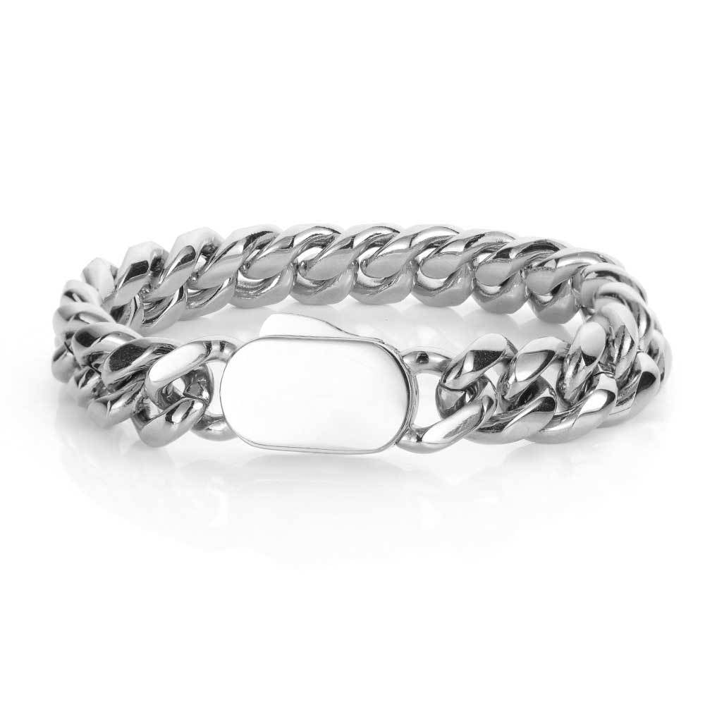 6-12 mm Polished Cuban with Oval Clasp Stainless steel Bracelet - CHA030 product image