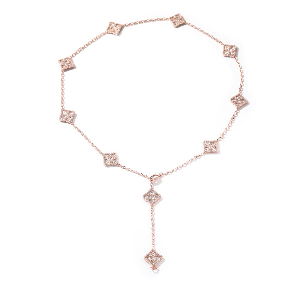 2026 Women’s Cubic Zirconia Clover Adjustable Necklace in Gold, Silver & Rose Gold product image