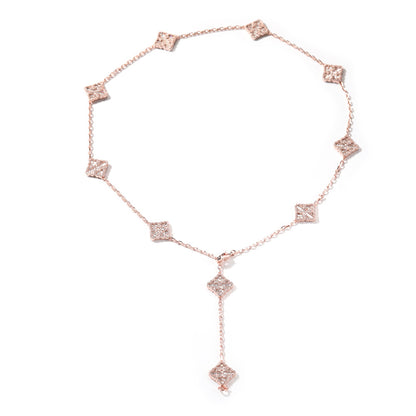 2026 Women’s Cubic Zirconia Clover Adjustable Necklace in Gold, Silver & Rose Gold