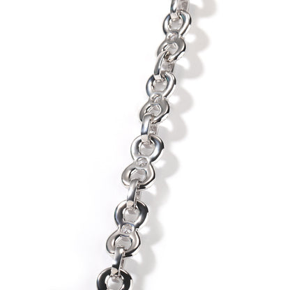 Unisex Silver Tone Cubic Zirconia Circle Link Chain Necklace & Bracelet Set