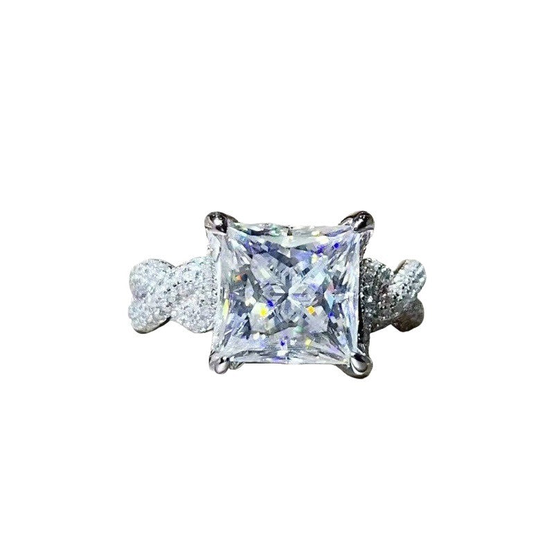5 Carat Princess Cut Moissanite Ring for Women, Geometric Square Engagement Ring product image