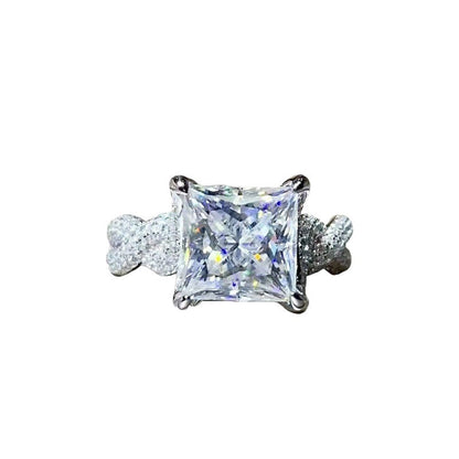 5 Carat Princess Cut Moissanite Ring for Women, Geometric Square Engagement Ring
