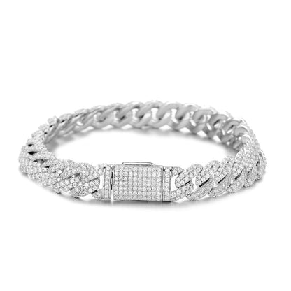 Moissanite Bubble Cuban Link Chain Bracelet & Necklace, 925 Silver Unisex