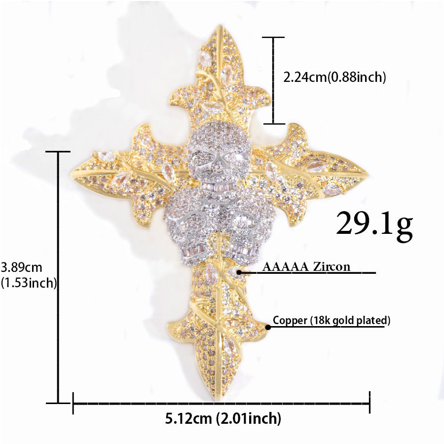 Iced Skull Cross Necklace for Men