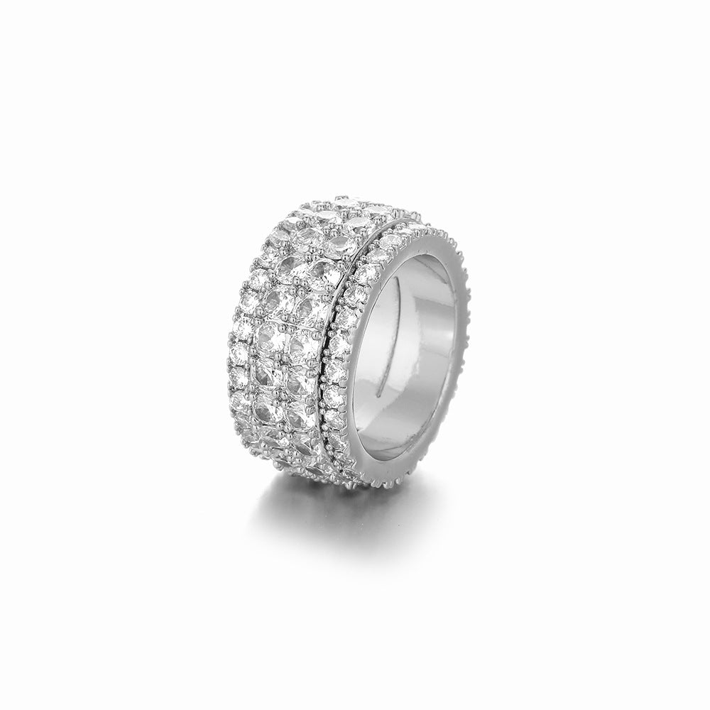 Unisex Geometric Pavé Rotating Ring, Copper Plated Fashion Band