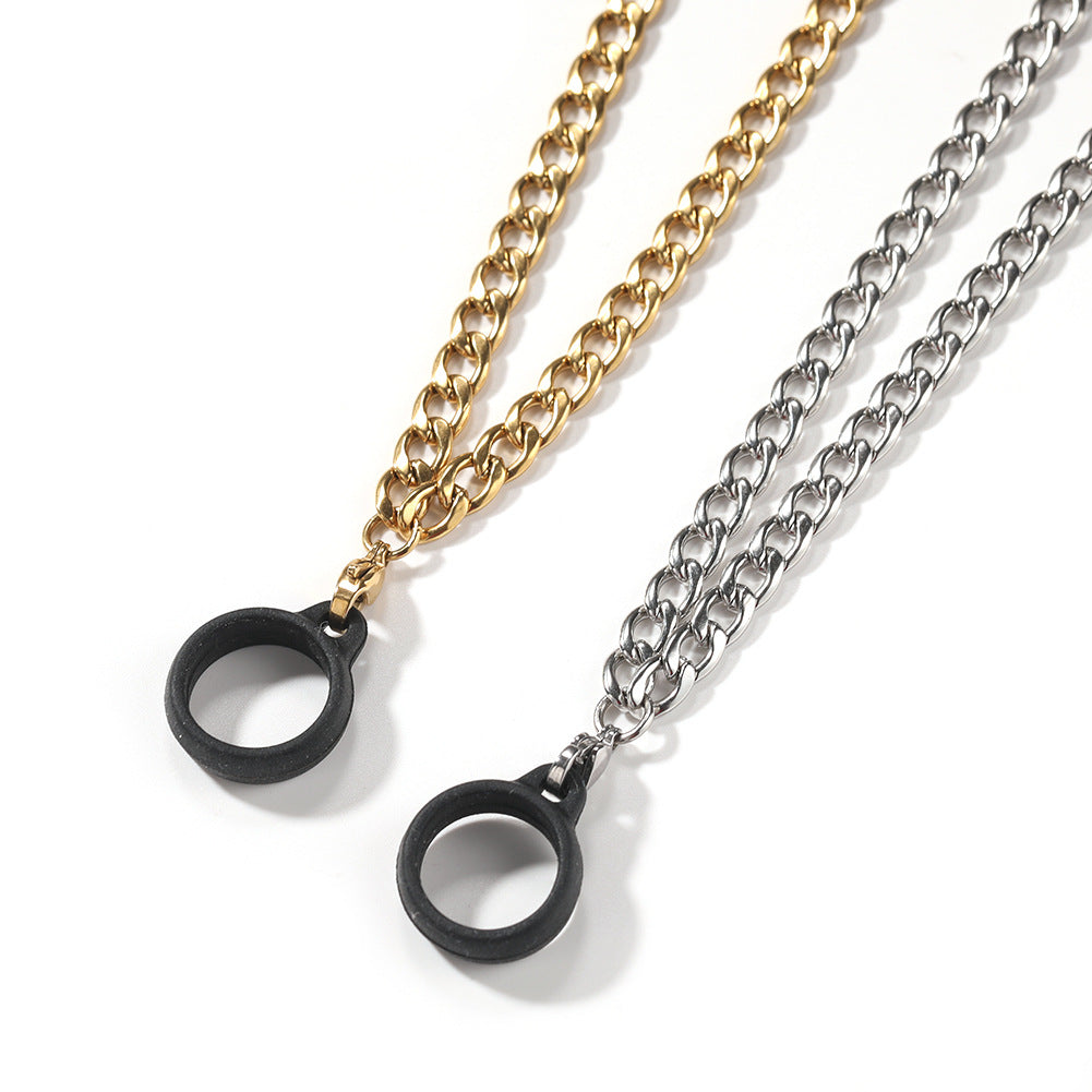 Stainless Steel Vape Pendant Necklace for Women & Men, Hip Hop Statement Chain in Silver, Gold and Rose Gold product image
