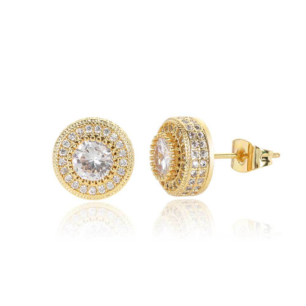 Round Halo CZ Stud Copper Earrings in Selectable Colors and Sizes - EAR001 product image