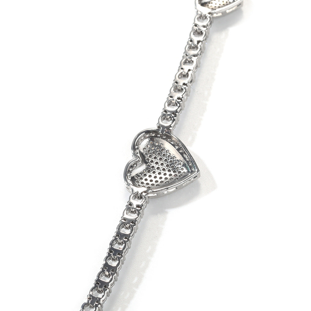Heart Tennis Chain Bracelet for Women & Men – Gold, Silver & Rose Gold Cubic Zirconia Statement Bracelet