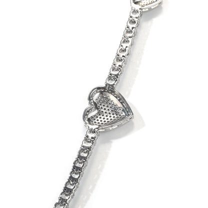 Heart Tennis Chain Bracelet for Women & Men – Gold, Silver & Rose Gold Cubic Zirconia Statement Bracelet