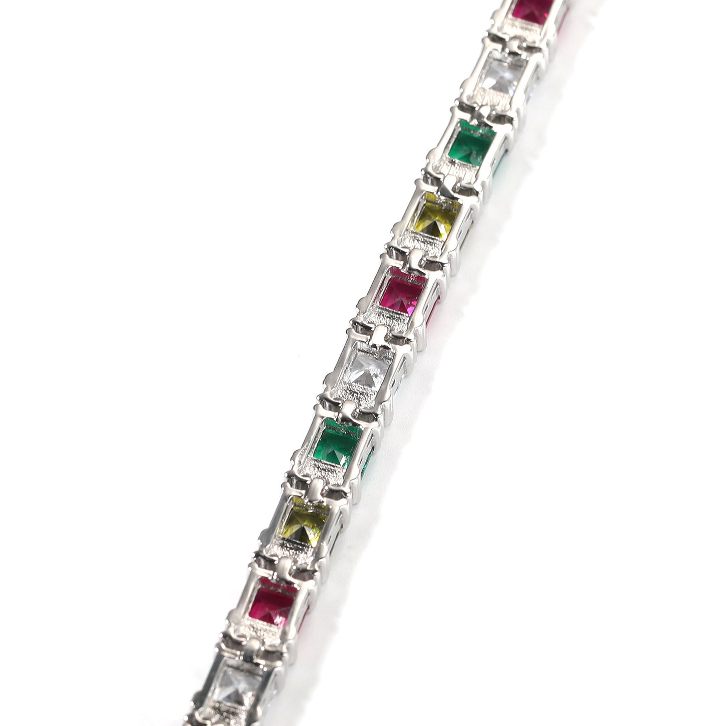Iced Out Multicolor Cubic Zirconia Chain Bracelet for Women & Men - Trendy Statement Tennis Link Bracelet