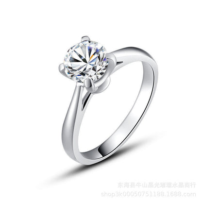 VVS Moissanite Ring for Women, Classic 4-Prong Solitaire Engagement Ring