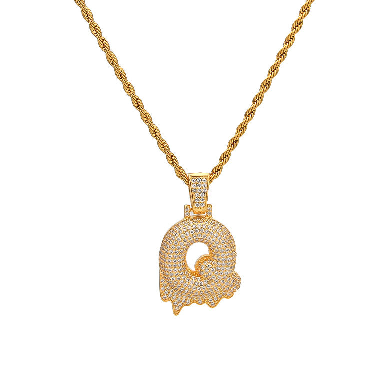 Iced Bubble Letter Pendant Necklace for Women & Men - Gold Plated or Silver Plated A-Z Initial Chain, Hip Hop Statement Jewelry
