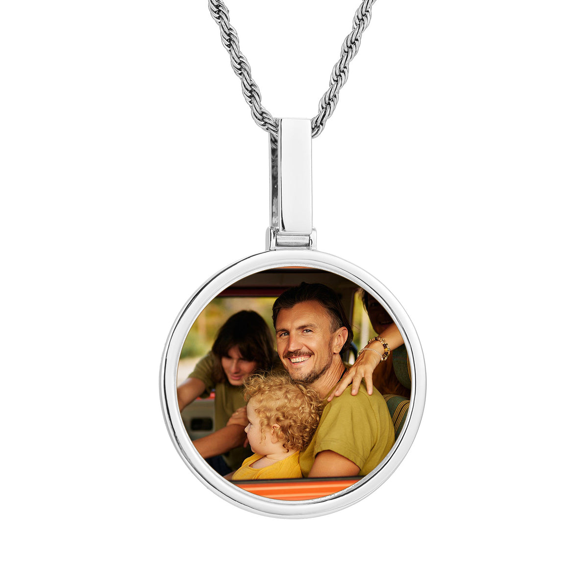 Custom Photo Round Pendant Necklace for Men and Women in Gold Tone product image