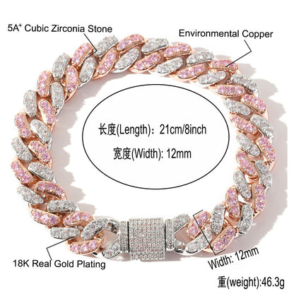 Diamond Shape Cuban Link Cubic Zirconia Necklace for Men