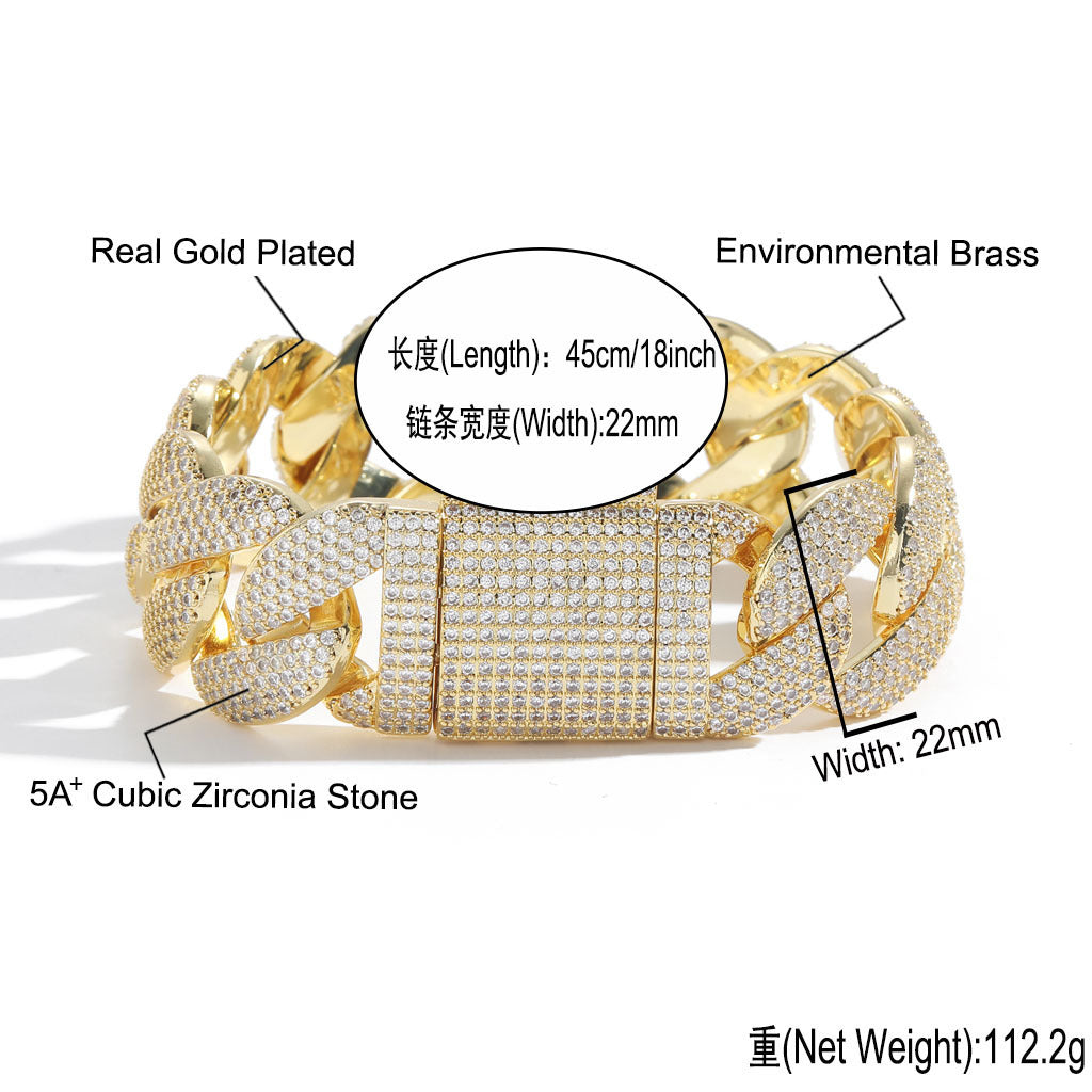 Hip Hop Cuban Link Bubble Copper Bracelet for Men