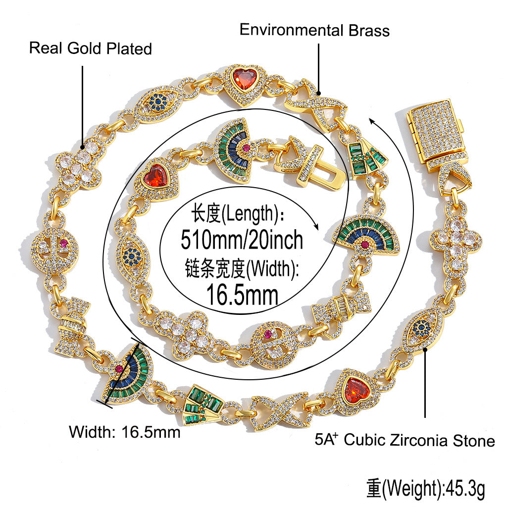 Light Luxury Cross Heart Cubic Zirconia Necklace for Men