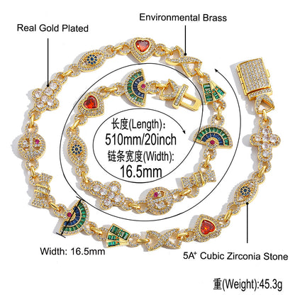 Light Luxury Cross Heart Cubic Zirconia Necklace for Men
