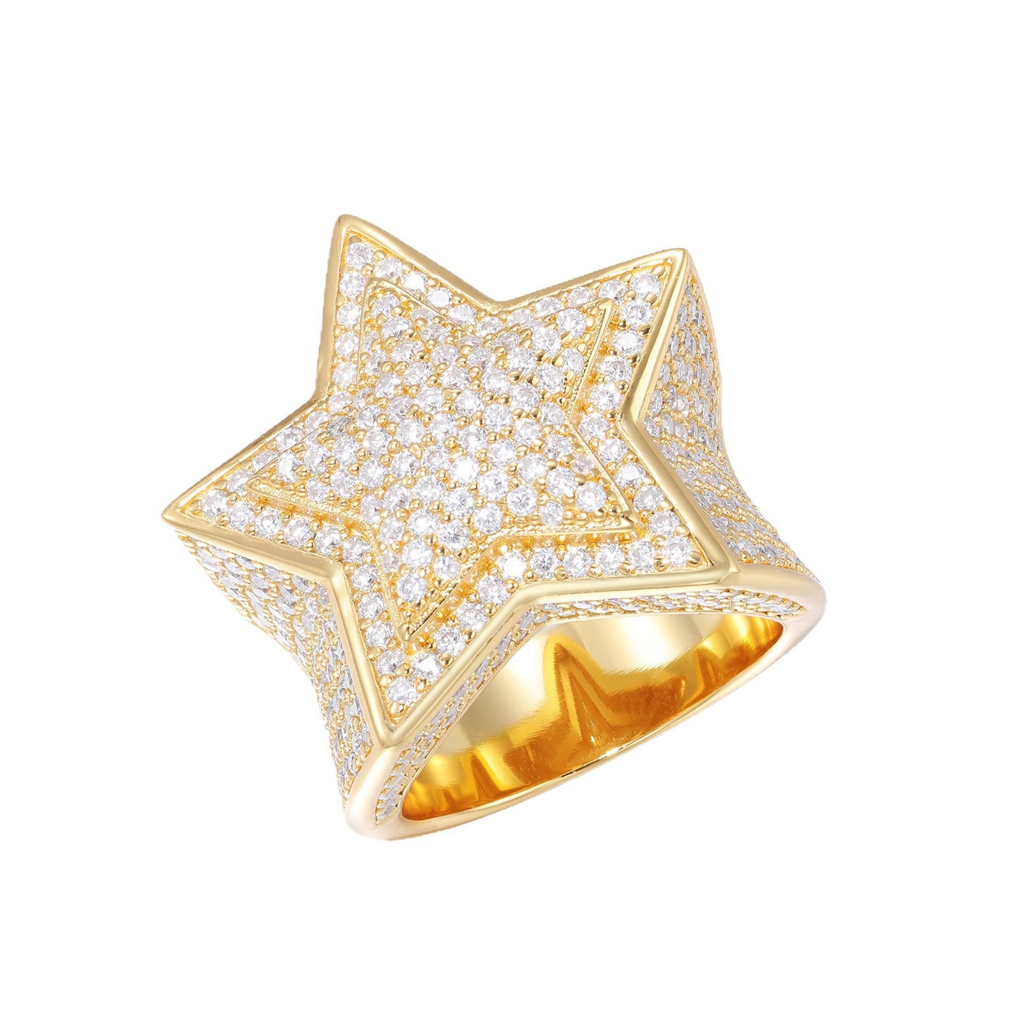 925 Silver Moissanite Star Ring - Iced Hip Hop Unisex Statement Band product image