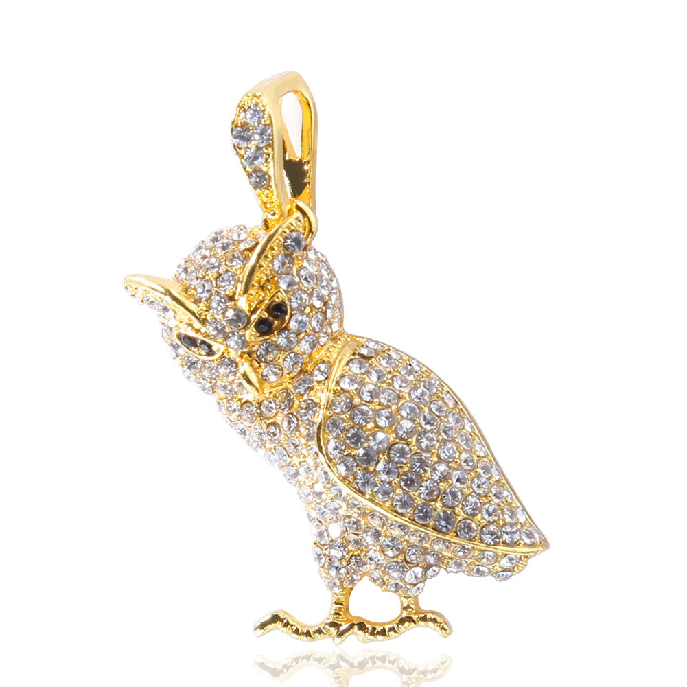 Gold Plated Crystal Owl Pendant Necklace with Stainless Steel Rope Chain for Women product image