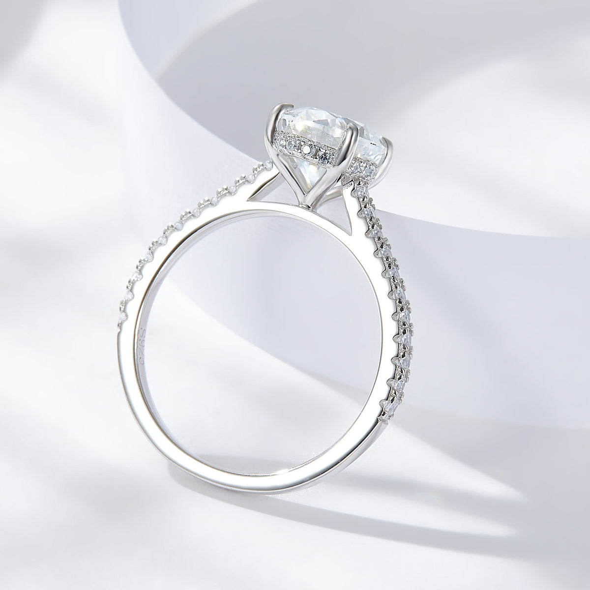 2 Carat Oval Moissanite Ring in 925 Silver, Pav�� Engagement Style product image