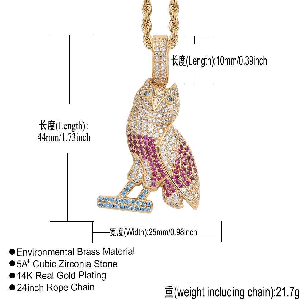 Hip Hop Cat Cubic Zirconia Pendant Necklace for Men and Women