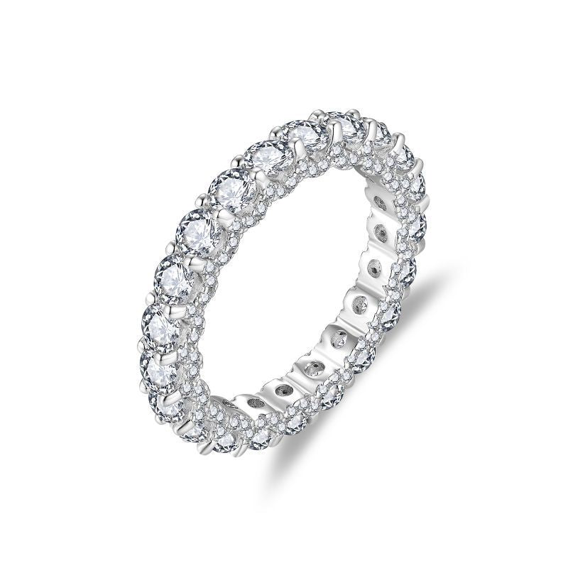 Moissanite Full Eternity Ring, Round Cut Wedding Band for Women, S925 Sterling Silver Promise Ring product image