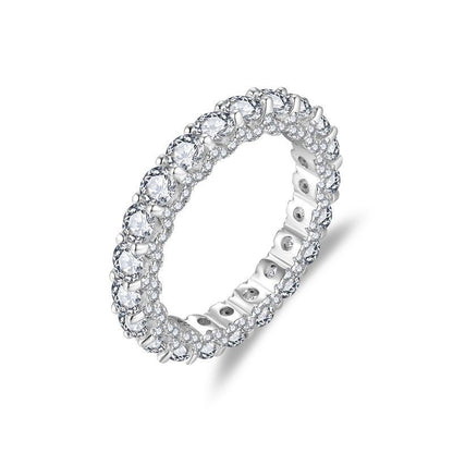 Moissanite Full Eternity Ring, Round Cut Wedding Band for Women, S925 Sterling Silver Promise Ring