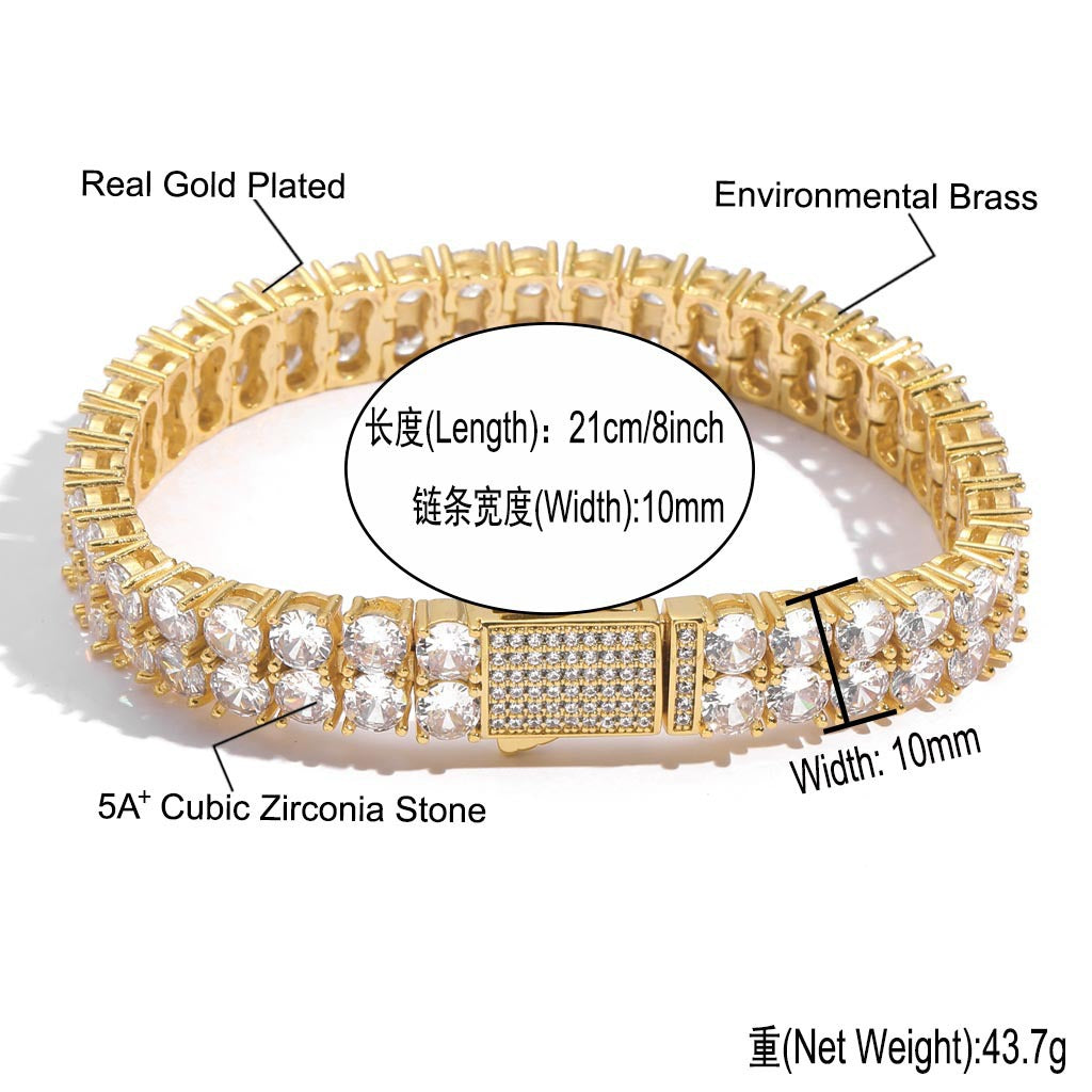 Hip Hop Tennis Chain Cubic Zirconia Bracelet for Men