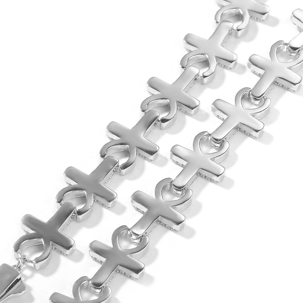 Men’s Cross Cubic Zirconia Chain Necklace & Bracelet Set in Gold or Silver Tone product image