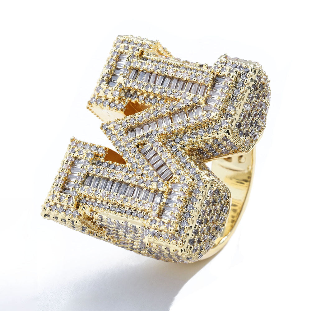 Hip Hop Geometric Letter Copper Ring For Men And Women product image
