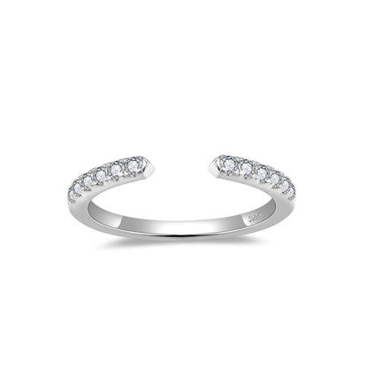 S925 Sterling Silver Moissanite Solitaire Ring for Women, Pav�� Band Engagement Style Ring