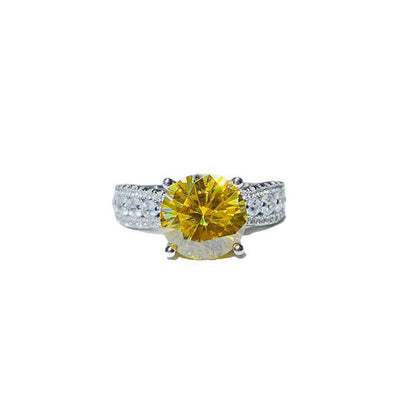 Yellow Moissanite Ring for Women, 2 Carat or 3 Carat Engagement Style Halo Ring