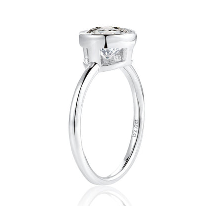 Round Moissanite Solitaire Ring, 8mm Center Stone, S925 18K Gold Plated